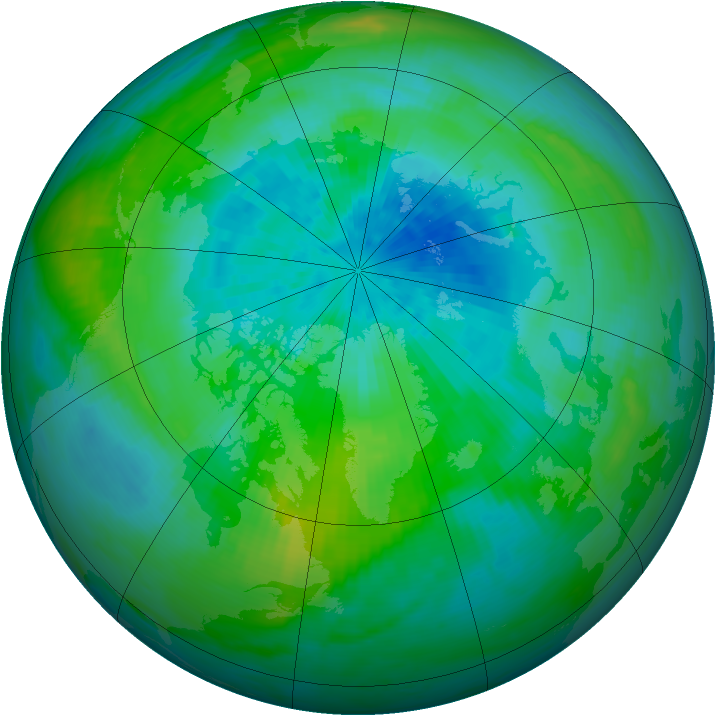 Arctic ozone map for 17 September 1984